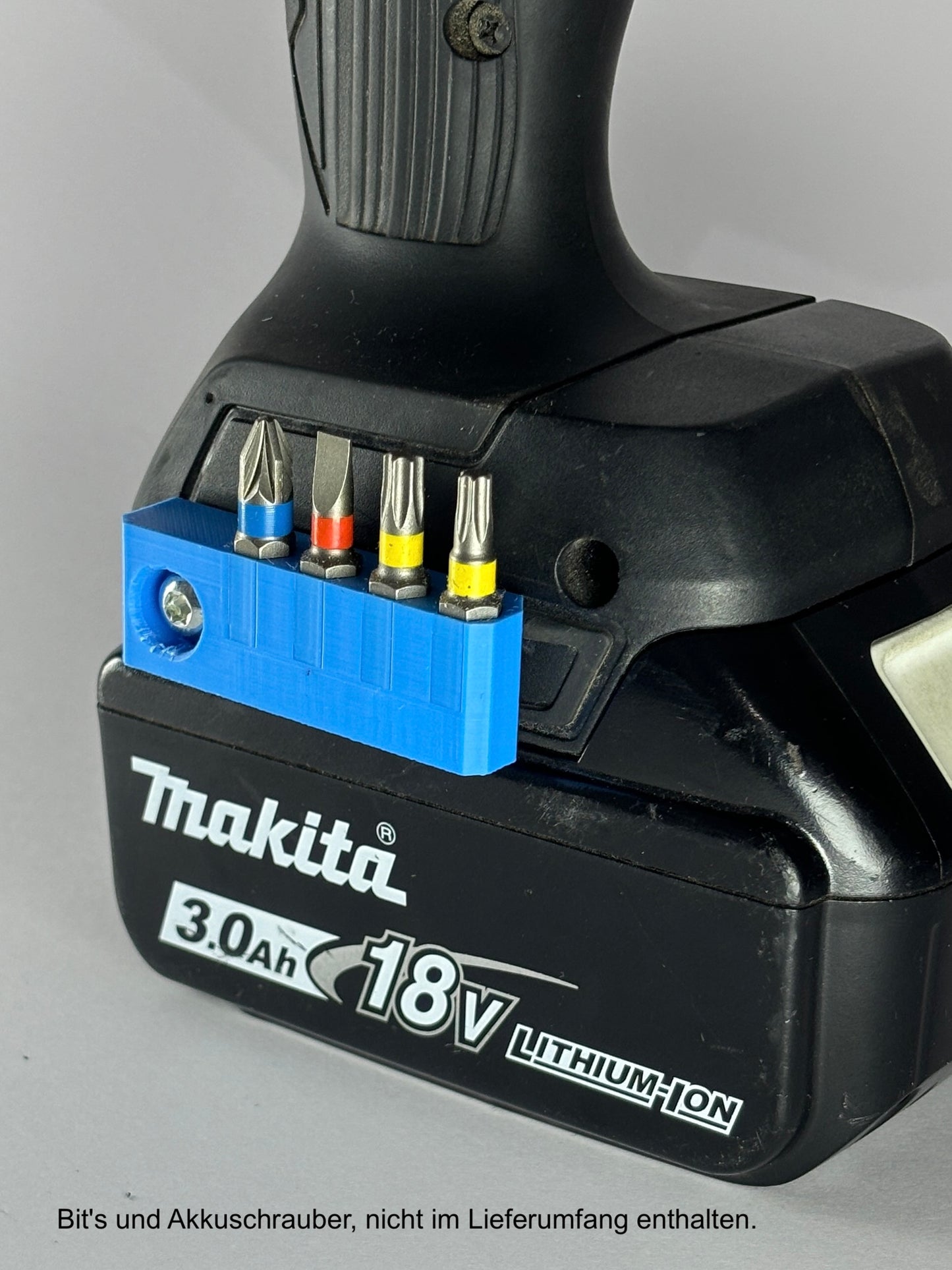 4er Makita Bithalter mit Bit's an einem Makita Akkuschrauber